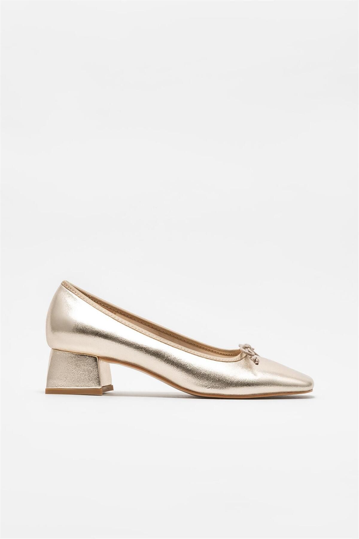 Elle Gold Deri Kadın Topuklu Ayakkabı