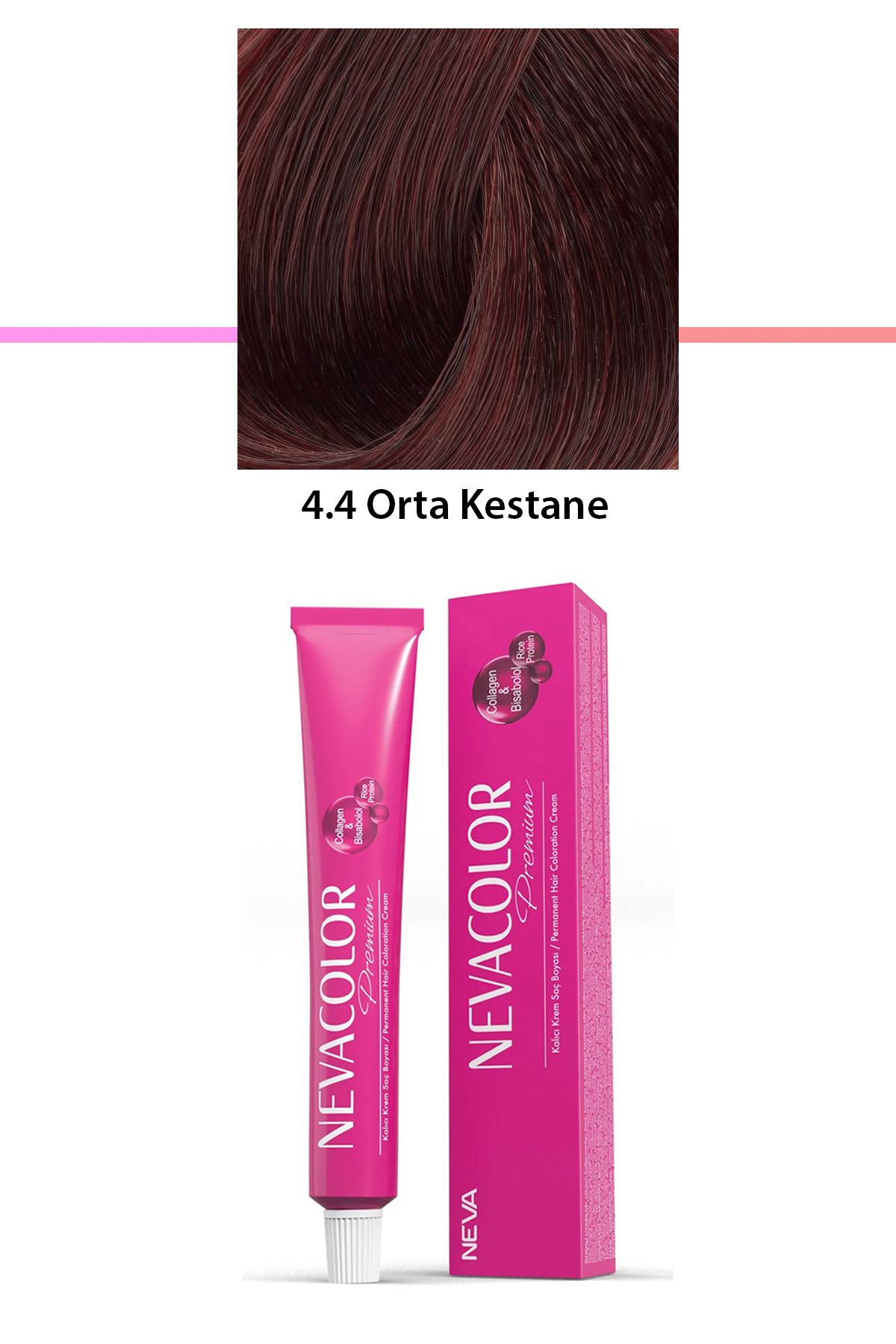 Genel Markalar Premium 4.4 Orta Kestane - Kalıcı Krem Saç Boyası 50 G Tüp