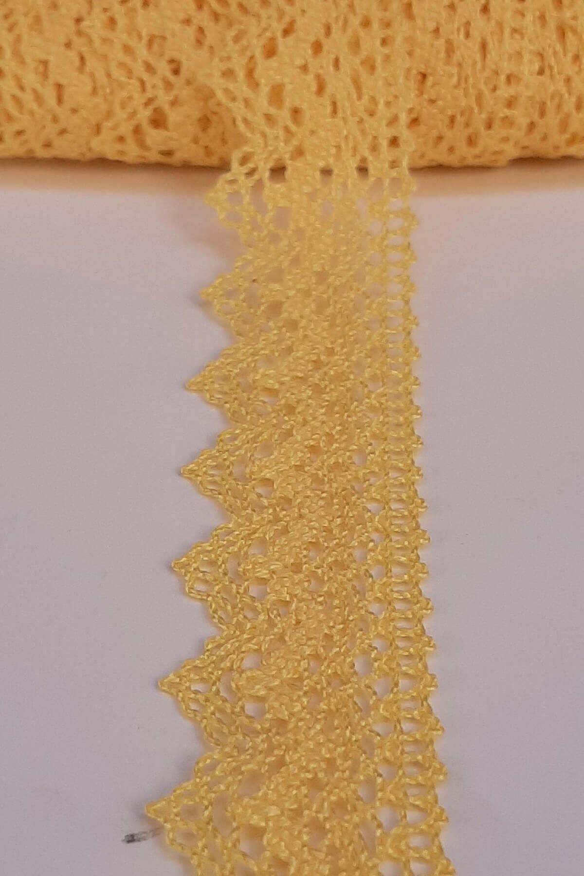 Hobigram Dantel Çeşitleri Sarı Kopanaki Koton Dantel 2,5cm
