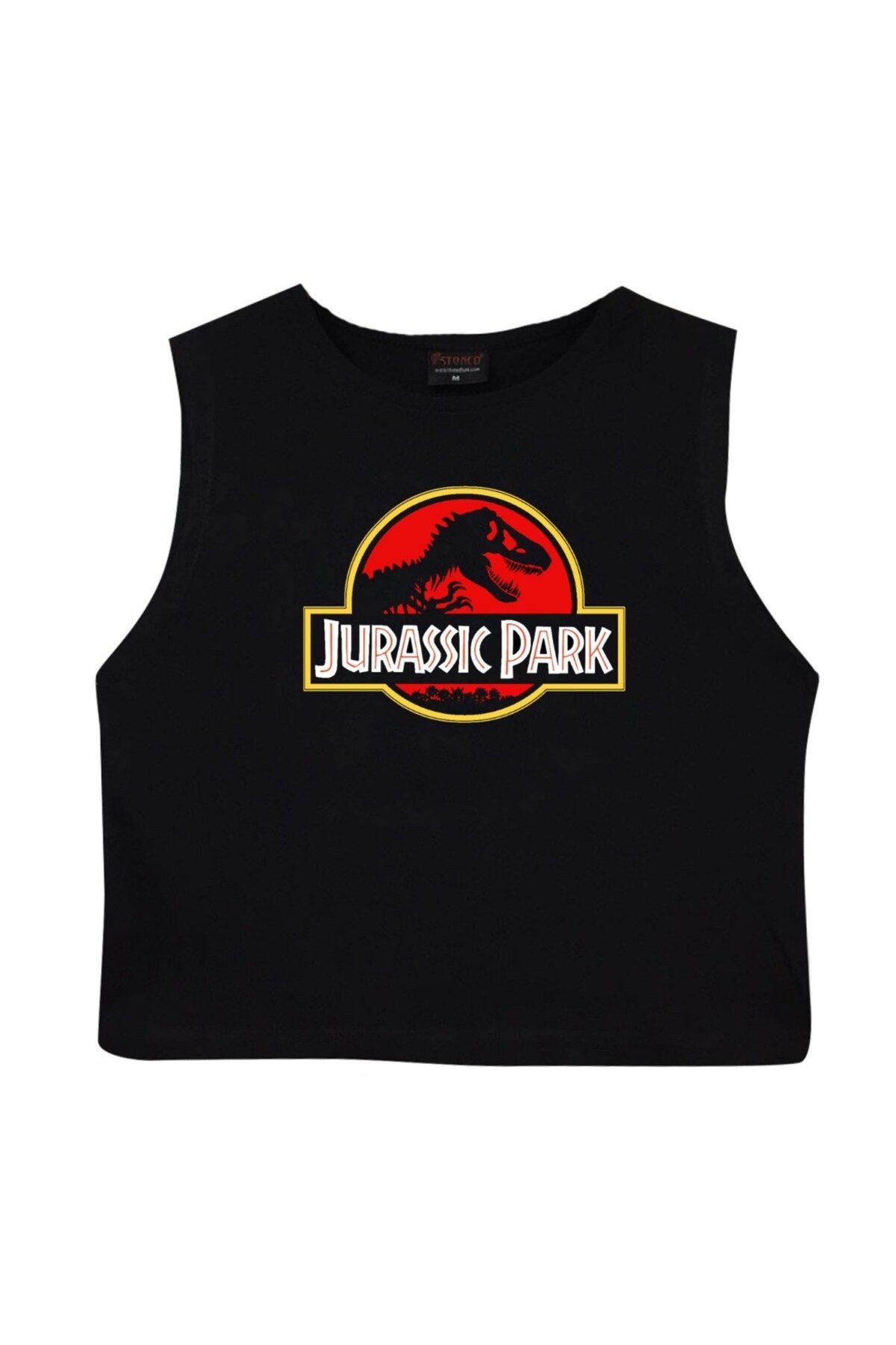 fame-stoned Jurassic Park Crop Top Baskılı Göbek Üstü-yarım T-shirt