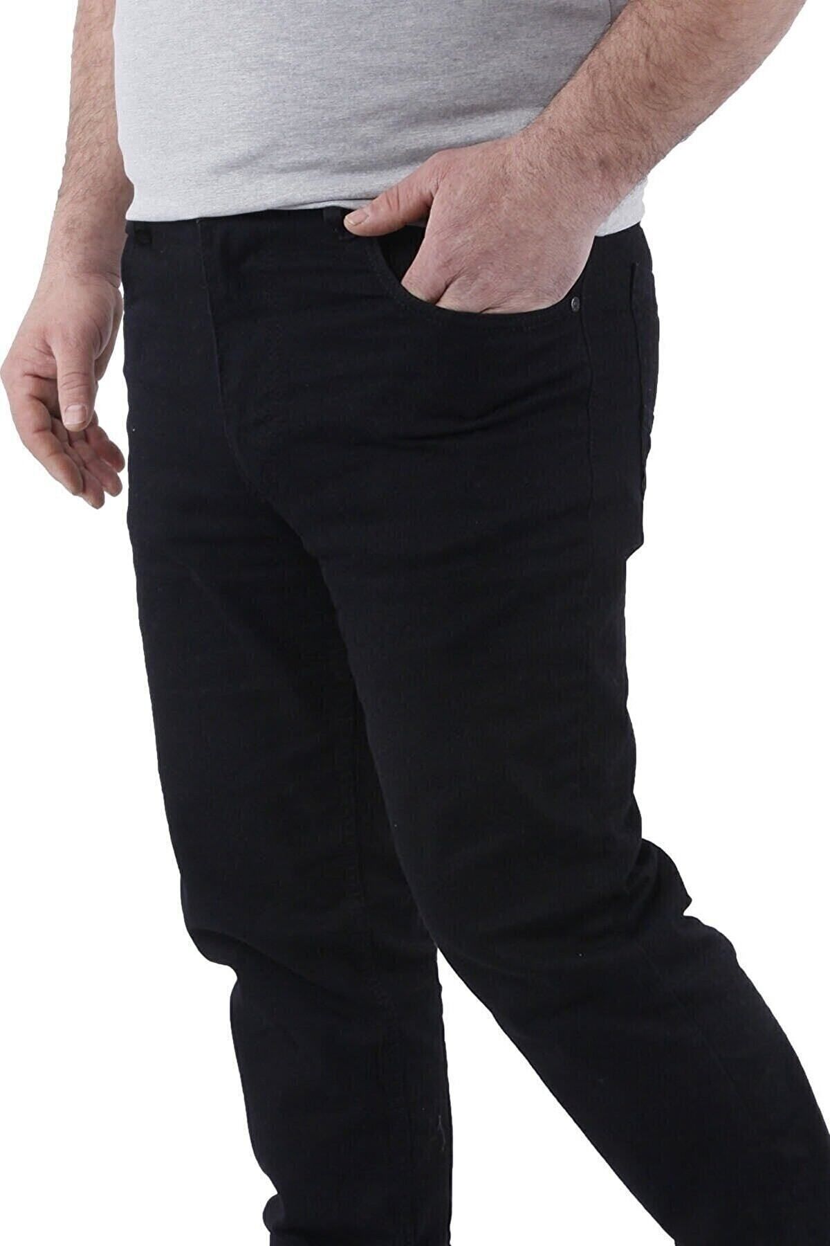 BELLİSİMO Big Jeans Siyah Klasik Fit Büyük Beden Yüksek Bel Boru Paça Erkek Kot Pantolon
