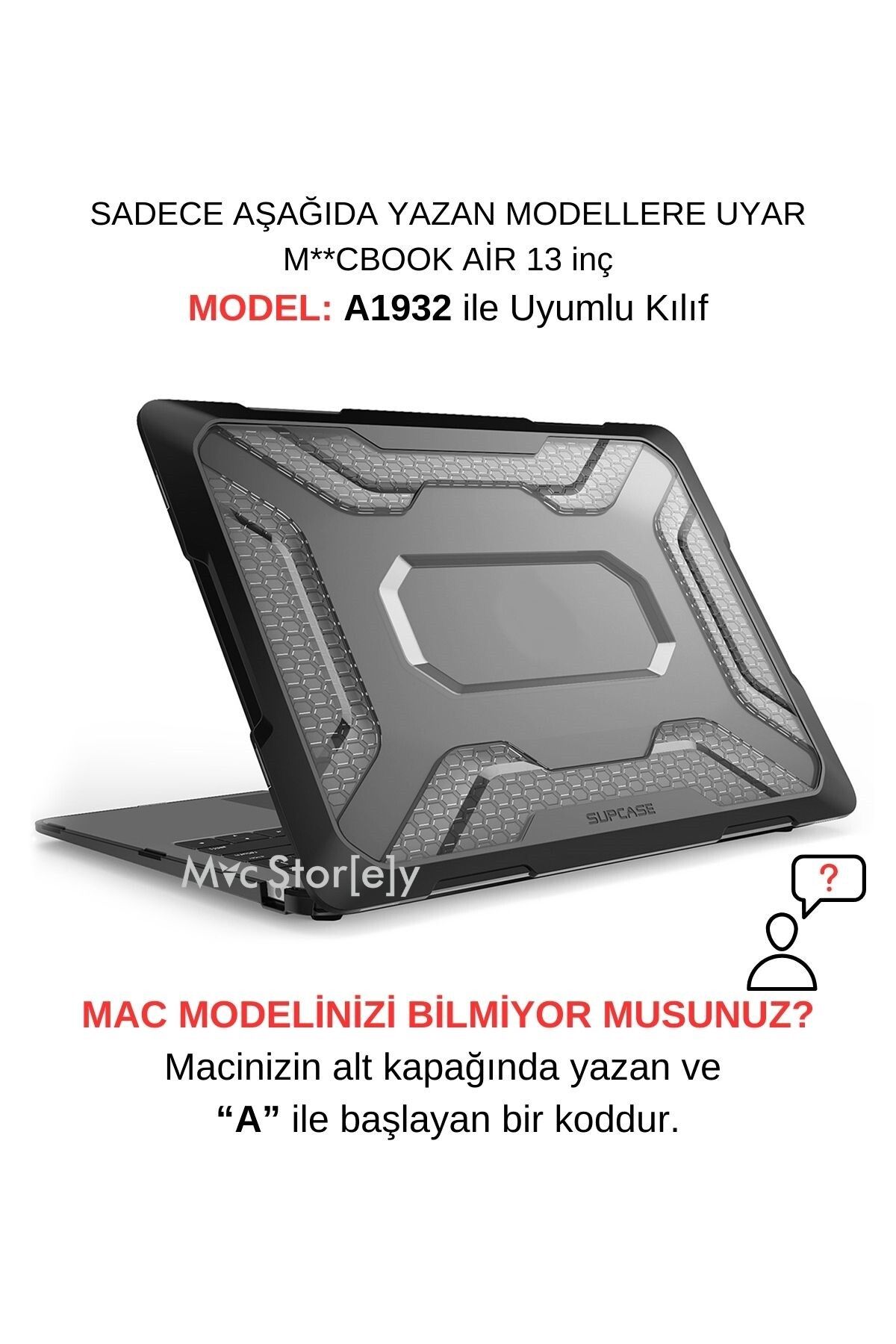 Mcstorey Macbook Air ile Uyumlu Kılıf HardCase A1932 2018/2019 Darbe Emici OutDoorSC