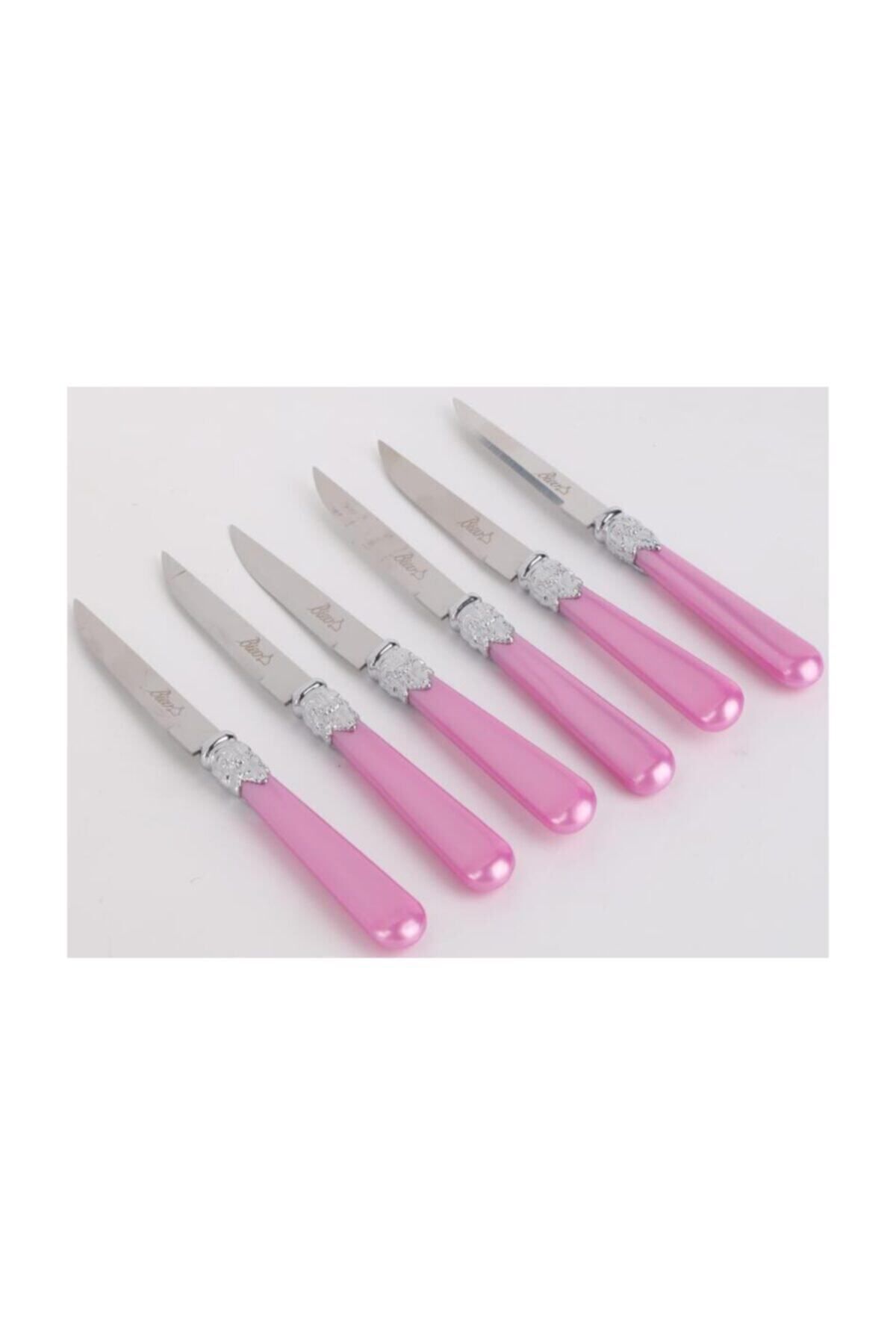 Biev Biev Sedefli Pembe Melamin&çelik 6 lı tatlı Bıçağı SGR1501 - 6