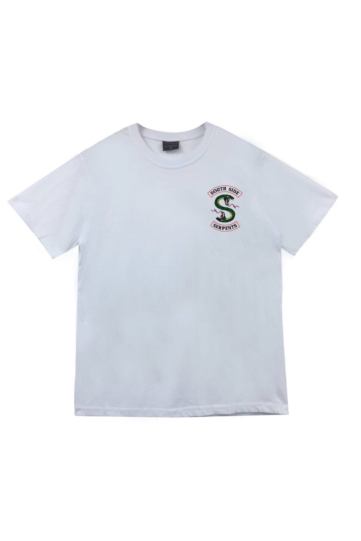 fame-stoned Unisex Beyaz Riverdale Southside Serpents Baskılı T-shirt