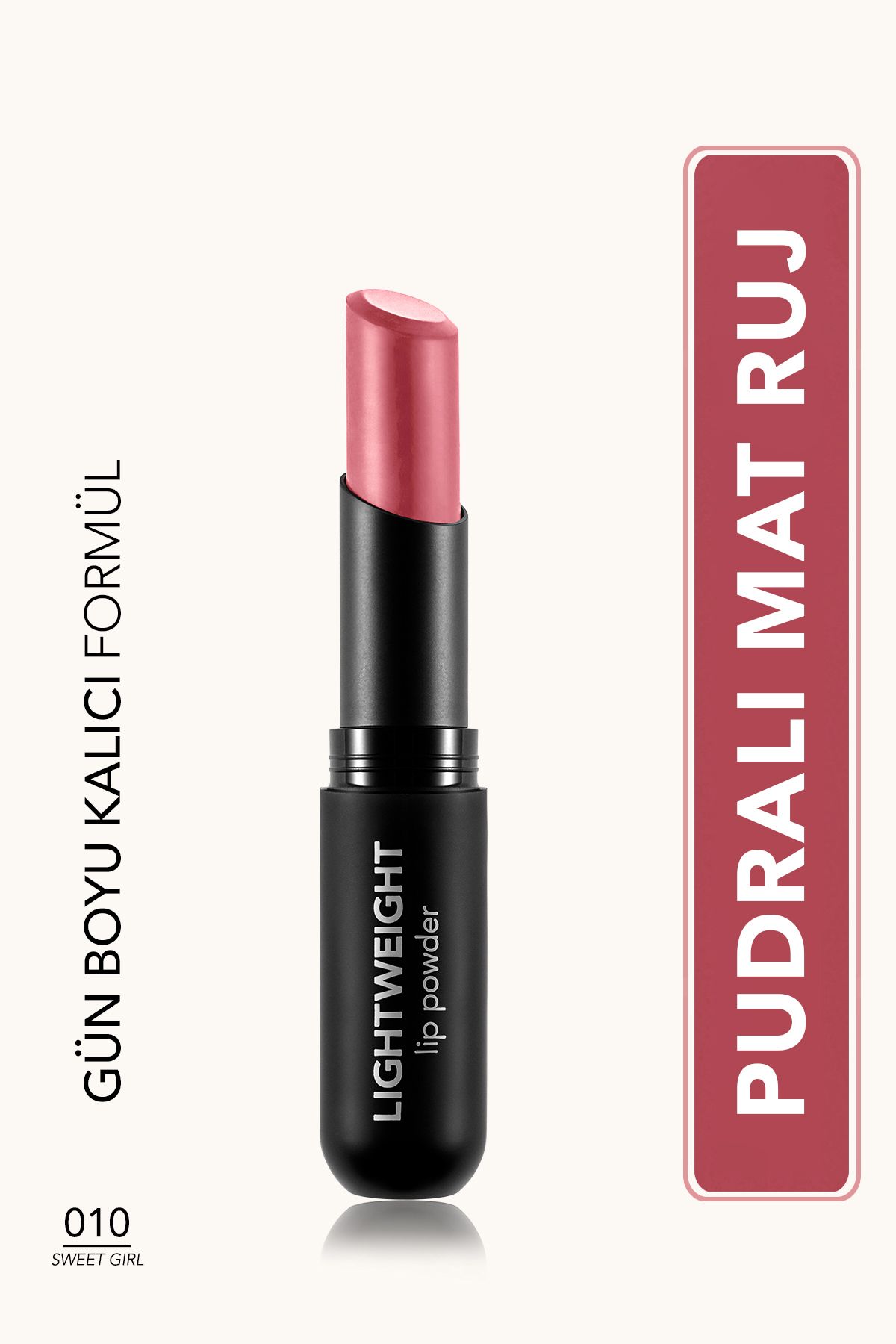Flormar Ultra Hafif Mat Ruj (CANLI PEMBE) - Lightweight Lip Powder - 010 Sweet Girl - 8682536061827