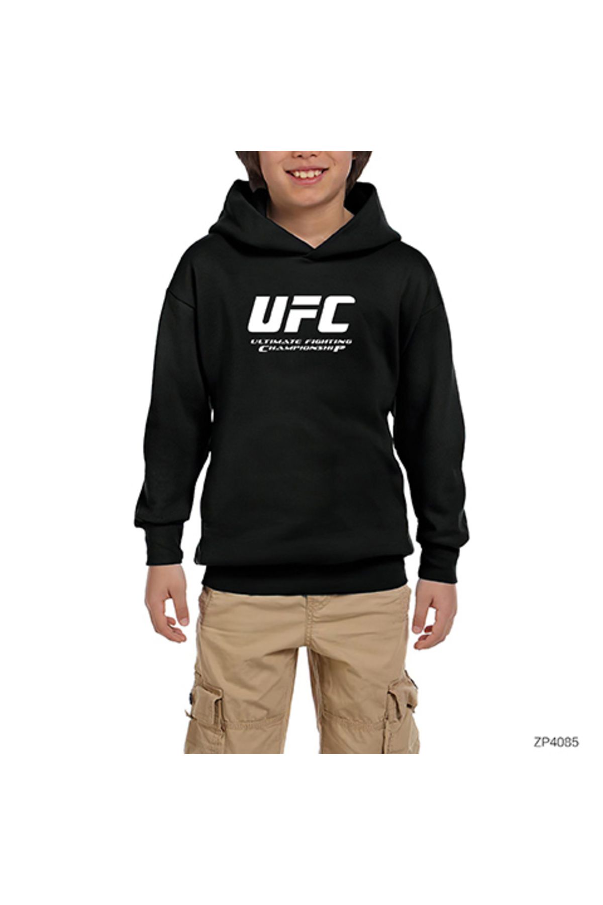 Anonim Moda UFC Ultimate Championship Siyah Çocuk Kapşonlu Sweatshirt