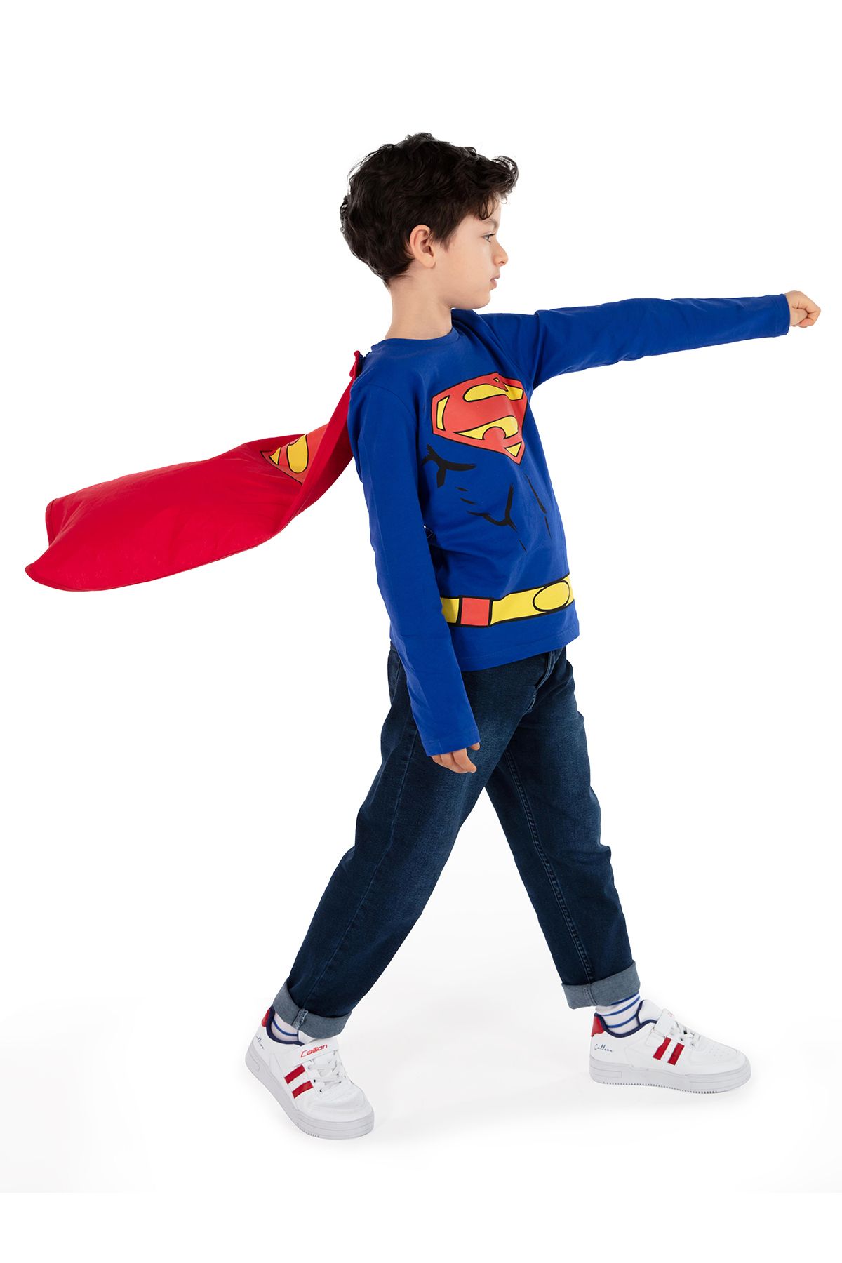 Superman Erkek Çocuk Pelerinli Sweatshirt 10-13 Yaş Saks Mavisi
