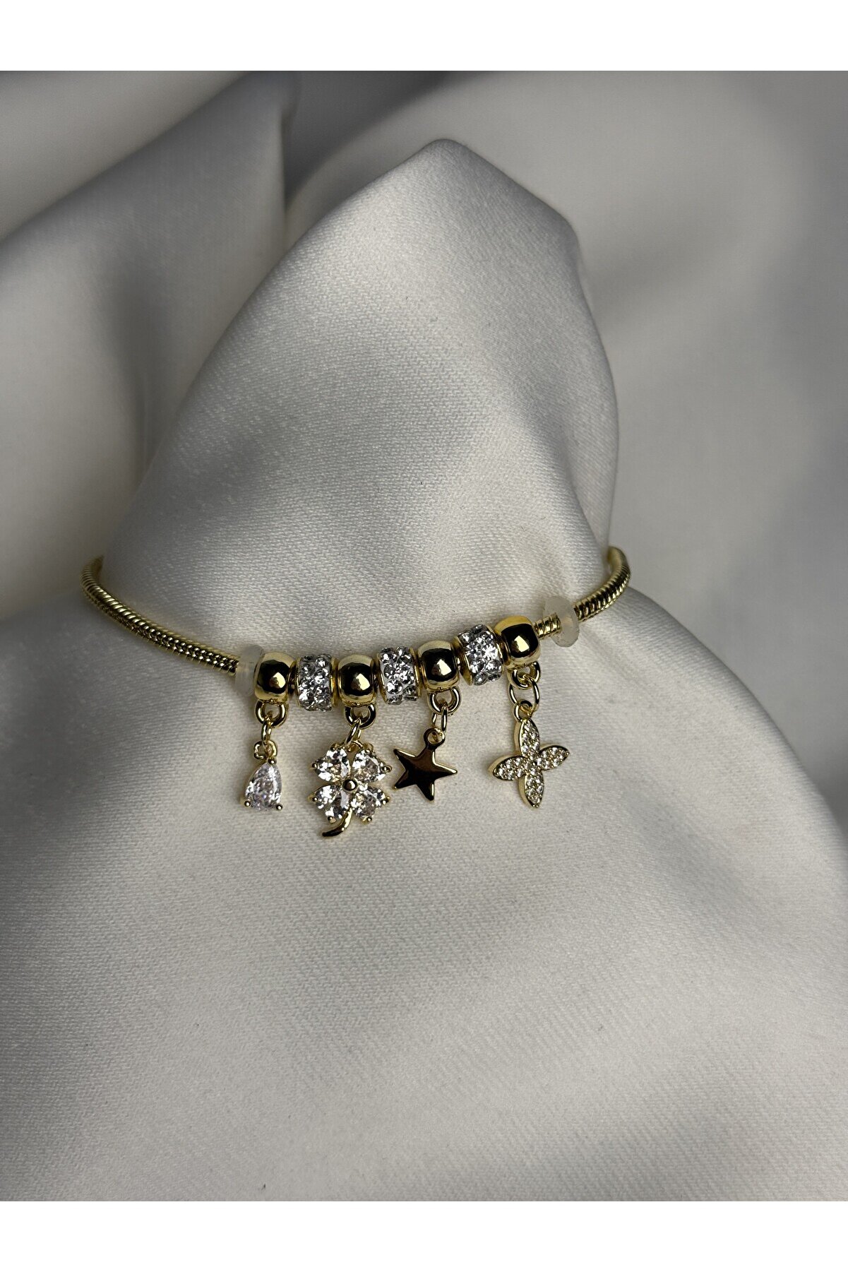 Gold Çiçek Charm Bileklik 2