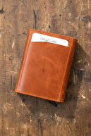 کیف پول پسکول جای کارت مردانه برنزه با مکانیزم چرم اصل با RFID محافظت شده-thumb