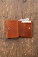 کیف پول پسکول جای کارت مردانه برنزه با مکانیزم چرم اصل با RFID محافظت شده-thumb