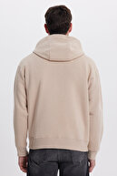 یونیسکس اورسایز پنبه ای بافت نرم با کلاه پایه بژ با داخل پشمی-thumb