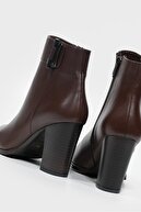 زن پاشنه چرمی طبیعی زن قهوه ای و بوته-thumb