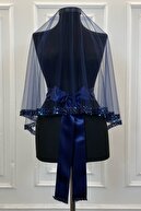 ست چادر عروس شیک آبی ناوی، ست چادر حنا سنگ آب 6 تیکه-thumb