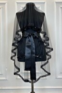 ست چادر عروس مشکی شیک، ست 6 پارچه حنا سنگ آب، چادر پولکی-thumb