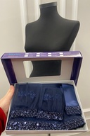 ست چادر عروس شیک آبی ناوی، ست چادر حنا سنگ آب 6 تیکه-thumb