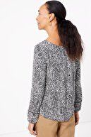 Marks & Spencer Kadın Siyah Desenli Uzun Kollu Bluz T43003122
