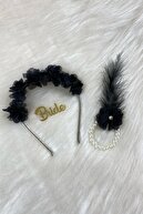 دستبند مشکی ساقدوش عروس و تاج ساقدوش (فلزی)، شب حنا، مهمانی مجردی، عروس تو بی-thumb