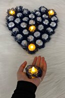 شمع دستی حنا ال ای دی آبی تیره، عروسی، ساقدوش عروس، ختنه، چراغ ال ای دی، شمع چای شمع با باتری 12 عددی-thumb