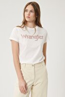 Wrangler Kadın Kırık Beyaz Kısa Kollu %100 Pamuk Logolu Sıfır Yaka Tişört