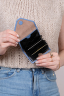 3639 جای اسکناس افقی چرم اصل جا کارتی آکاردئونی مغناطیسی کیف پول Flother آبی روشن-thumb