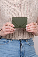 3639 چرم اصل نگهدارنده اسکناس افقی مگنت نگهدارنده کارت آکاردئونی کیف پول فلوتر سبز-thumb