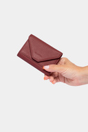 3639 چرم اصل زنانه مردانه آکاردئونی مغناطیسی کیف پول جا کارتی Claret Red-thumb