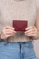 3639 چرم اصل زنانه مردانه آکاردئونی مغناطیسی کیف پول جا کارتی Claret Red-thumb