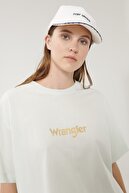 Wrangler Kadın Açık Yeşil Kısa Kollu %100 Pamuk Logolu Sıfır Yaka Oversize Tişört