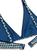 Oysho Kadın Mavi Ekstra Yumuşak Geometrik Halter Bikini Üstü