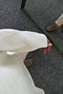 لباس بافتنی آستین گشاد زنانه مدل pinterest یقه خدمه ژاکت نرم سایز متوسط-thumb