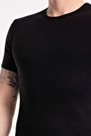 GİYSA %100 Pamuk 0 Yaka Ribana Siyah T-shirt 2143