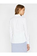 Koton Kadın Beyaz Klasik Yaka Uzun Kollu Gömlek 0KAK62883YW