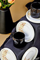 ست فنجان قهوه سرامیکی لوکس 12 تکه هند، فنجان قهوه ترک مشکی-thumb