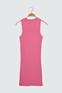 TRENDYOLMİLLA Pembe Cut Out Detaylı Fitilli Örme Elbise TWOSS21EL4080