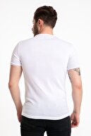 GİYSA %100 Pamuk 0 Yaka Ribana Beyaz T-shirt 2143