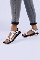 Female Project Siyah-Beyaz Cırtlı Sandalet