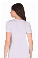 Alaturka Sensu Kadın Bisiklet Yaka Basic T-Shirt Beyaz Renk TSR1006