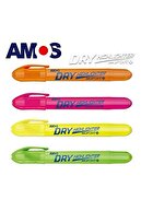 Amos Dry Highlighter Jel Fosforlu Kalem - 4 Lü Set