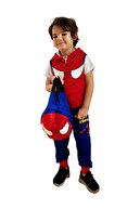 Spiderman Örümcek Adam 4 Parça Çantalı Kostüm