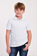 zepkids Erkek Çocuk Beyaz Polo Yaka Basic T Shirt