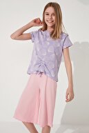 Penti Kız Çocuk Pembe Desenli  Pijama Takımı