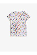 Koton Kız Çocuk Beyaz Bisiklet Yaka Kisa Kollu Pamuklu  T-Shirt