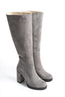 چکمه زنانه روزانه Unal Özer Graysuede Un001-0118-thumb