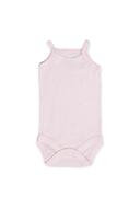 بدنه بچه گانه 5 تیکه طناب دار ژاکارد با بست های محکم 100% پنبه - نخودی صورتی سفید-thumb