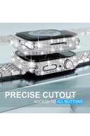 Apple Watch 41mm 7/8/9 سازگار با صفحه نمایش و محافظ قاب محافظ محافظ براق ساعت بزرگ سنگی-thumb