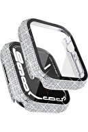 Apple Watch 41mm 7/8/9 سازگار با صفحه نمایش و محافظ قاب محافظ محافظ براق ساعت بزرگ سنگی-thumb