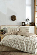 ست روتختی دو نفره با ملحفه کش دار کرم مربعی-thumb