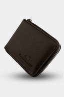 کیف پول قهوه ای چرمی شیک با زیپ افقی و محفظه پول-thumb