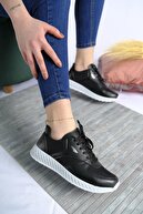 مشکی - کفش کتانی زنانه مشبک زیره ضخیم Stc197-thumb