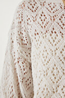 ژاکت بافتنی یقه کرم قایق زنانه مدل MW00144-thumb